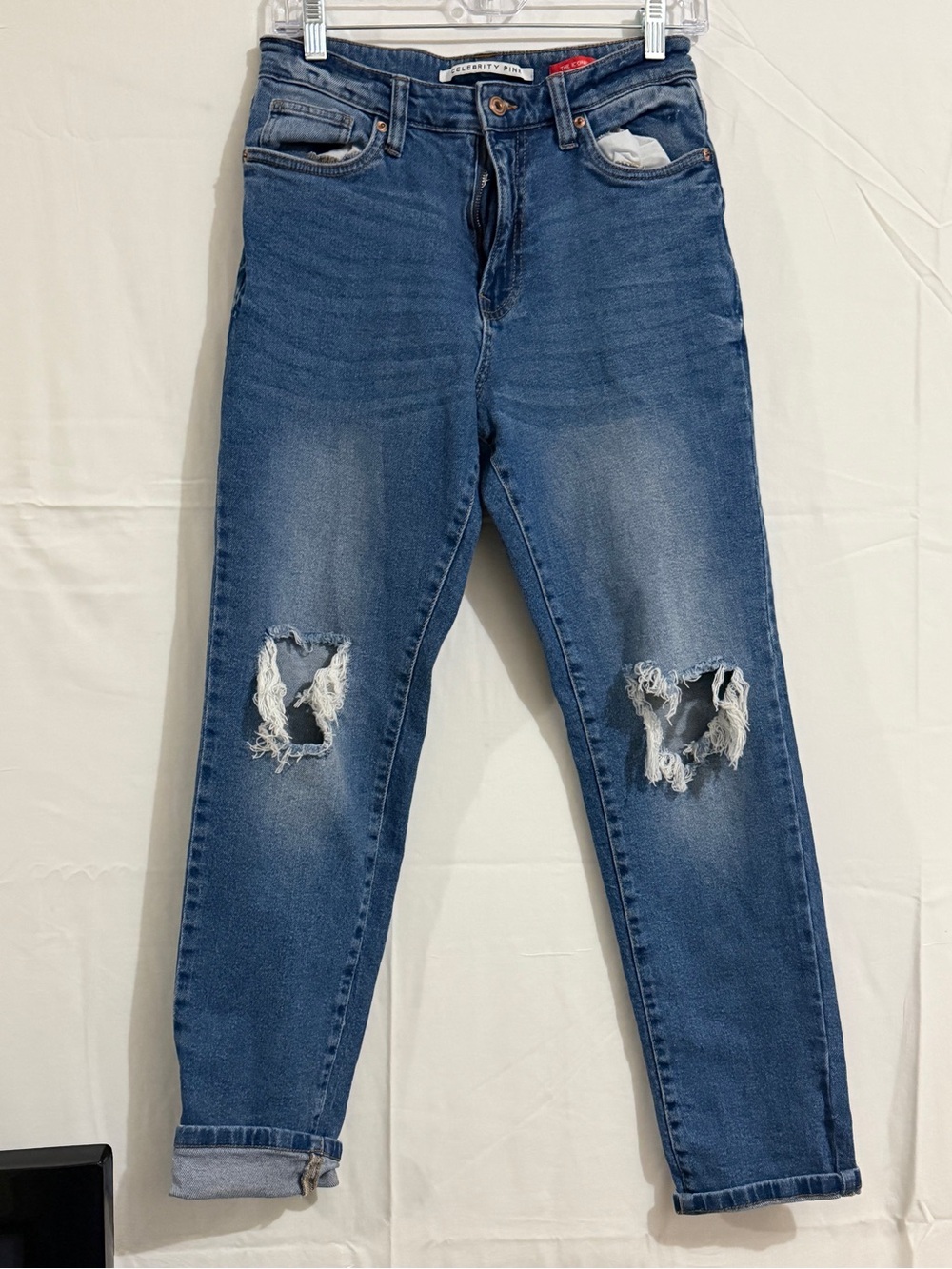 Celebrity Pink Men's Slim Straight Ripped Blue Jeans